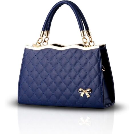 Nouveau sac à main en treillis de diamants en cuir PU souple pour femmes (saphir)