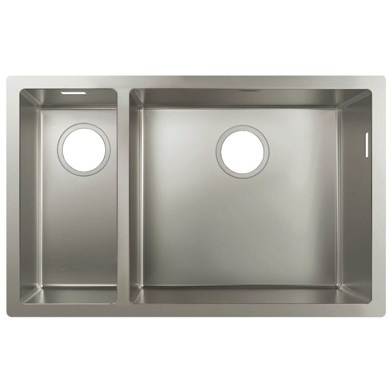 Evier à encastrer sous plan 1 bac et demi Hansgrohe S71 sans vidage inox