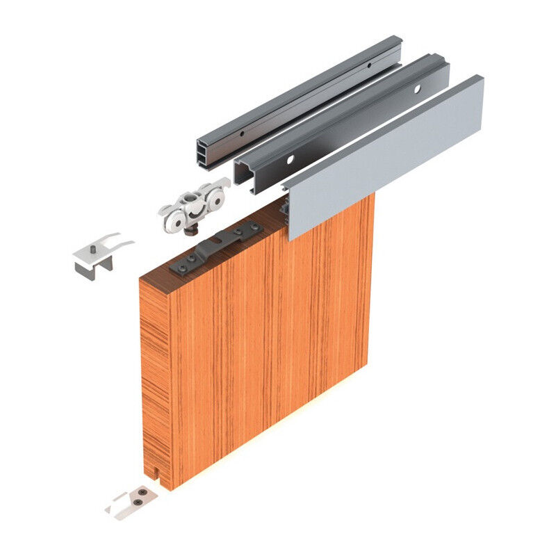 Système coulissant 73 Comfort 2500 mm EV1 portes en bois anodisé à partir de 20 mm set complet 860-1050 mm montage mural Helm sans rail