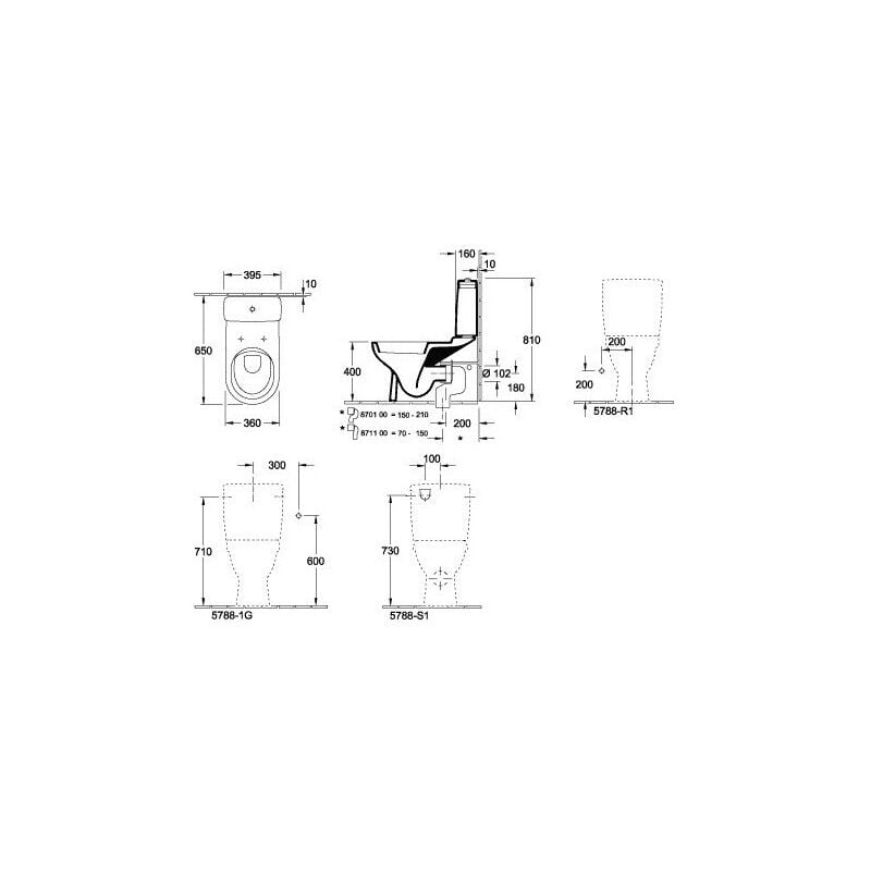 Villeroy&boch - O.novo, Accessoires, mécanisme à touche DualFlush, chroméé, alimentation latérale ou arrière, Céramique sanitaire