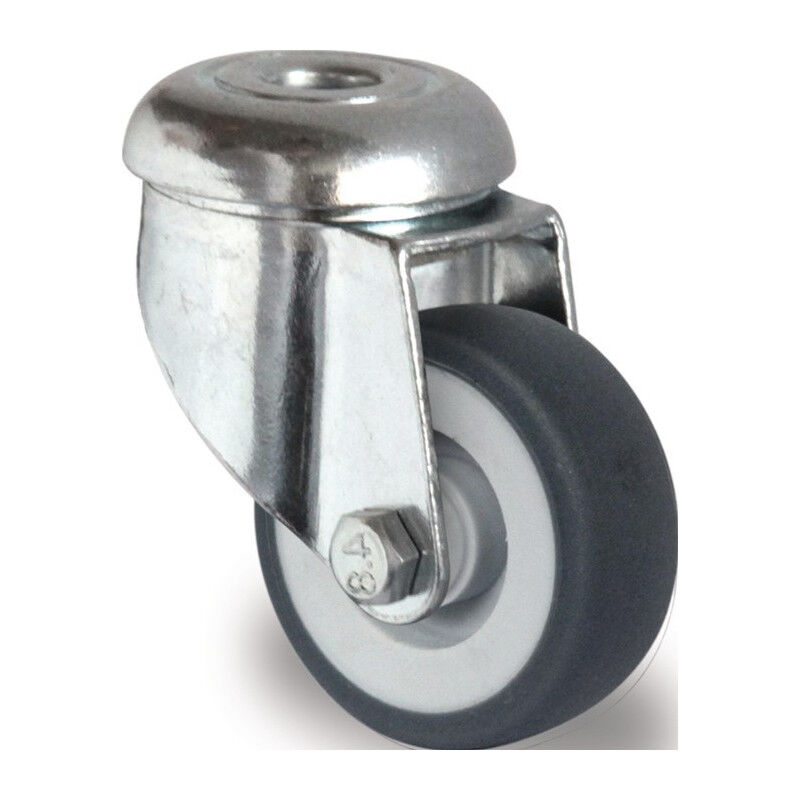 FP - Roulette D.50mm Capacité.50kg avec trou arrière roulements Caoutchouc gris promat