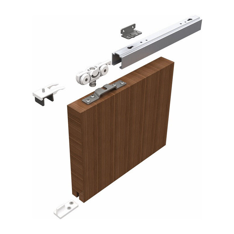 Système coulissant 73 80kg 2500mm Effet inox hlt ab 20mm complète.
