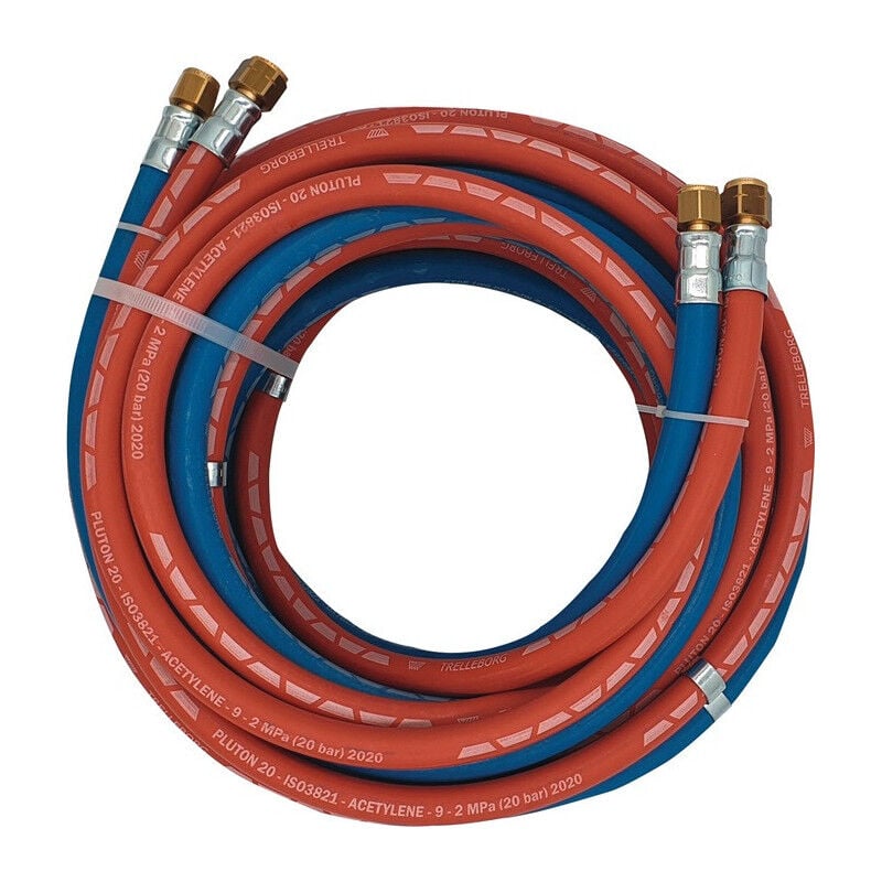 FP - Tuyau de gaz autogène L.30m id 6/9mm Epaisseur .5/3.5mm bleu/rouge