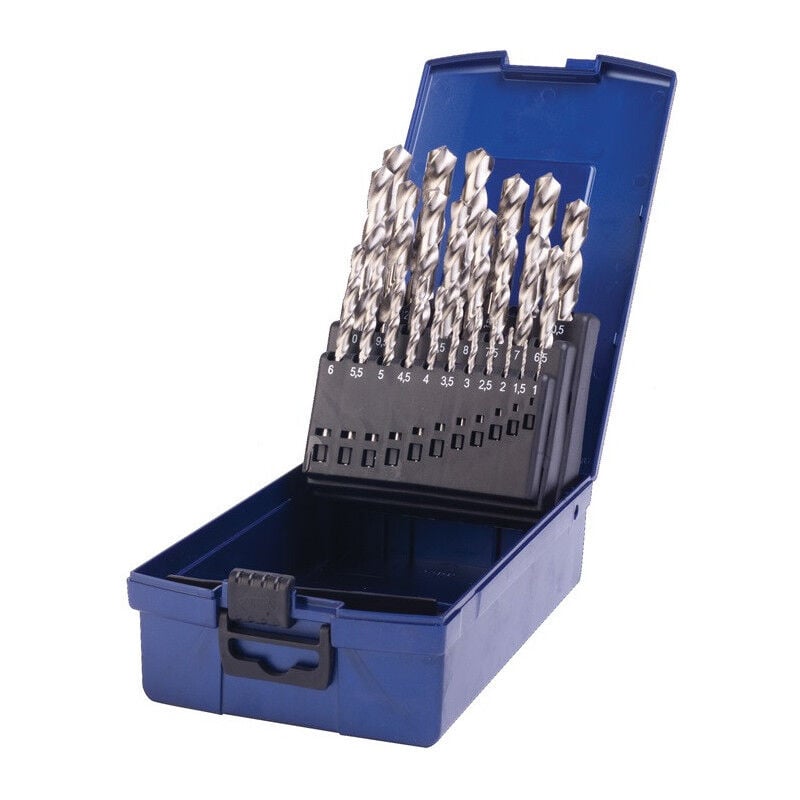 Set Foret hélicoïdal DIN 338 TypN D.1-13x0.5mm HSS 25 unités coffret plastique.