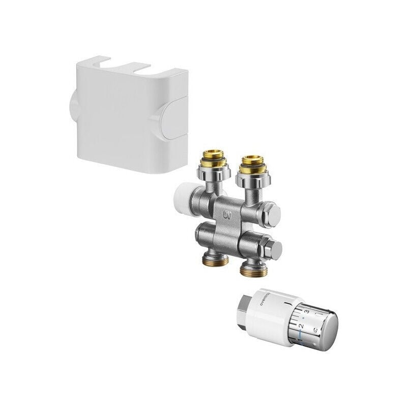 Kit de raccordement pour radiateur de salle de bain d'angle chromé 7 Connexion départ / retour blanc