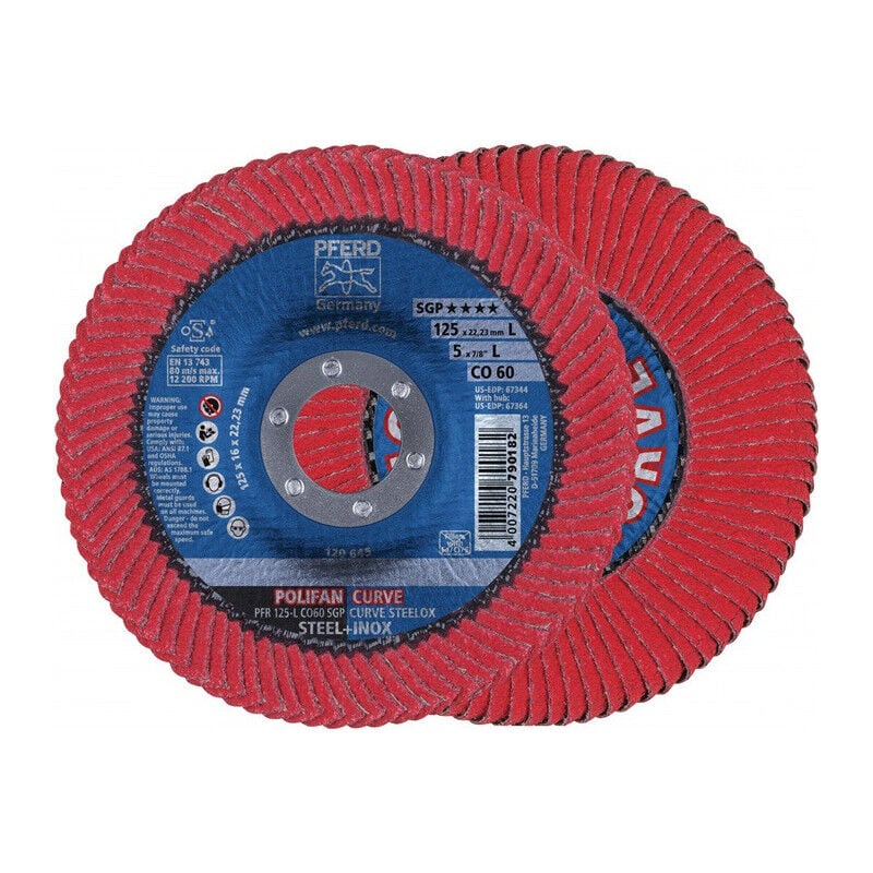 FP - Disque à lamelles polifan co sgp curve steelox D.125 mm granulation 60 conique l (Par 10)