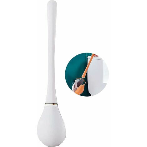 COSTJJ Nouvel Ensemble de Brosse de Toilette et de Support de Goutte d'eau en Silicone, Brosse de Cuvette de Toilette Murale pour Nettoyage en Profondeur Ouverture Automatique Fermeture
