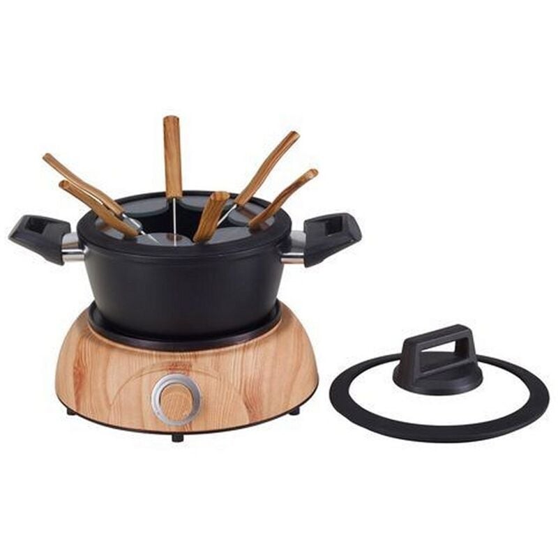 Basic - Nouvel wood Service à fondue 6 personnes Noir/Bois