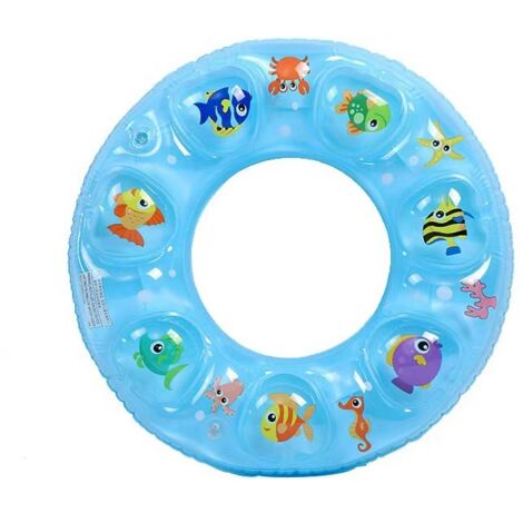 Nouvelle bouée gonflable double couche épaisse bleue pour enfants, anneau de cristal, double anneau de natation, jouet