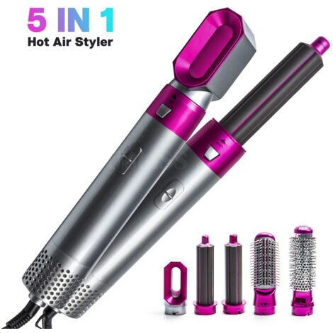 Nouvelle brosse chauffante 5-en-1, lisseur, boucleur et baguette coiffante automatique, utilisation sèche et humide