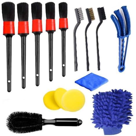 nouvelle Brosse De Nettoyage De Voiture 15 Pices, Ponge De Cirage, Brosse De Nettoyage Des Bouches D'air Conditionn, Brosse De Lavage De Voiture