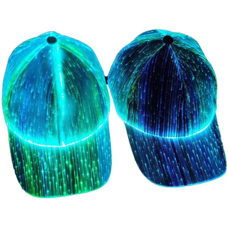 Nouvelle casquette lumineuse à fibre optique led pour couple hip-hop, casquette de baseball lumineuse, casquette clignotante, noire