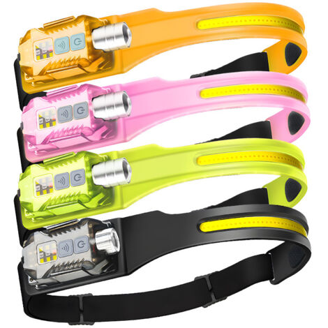 Nouvelle lampe frontale de course en silicone multi-sources lumineuses XPE+LED avec induction magnétique et lumière UV violette puissante