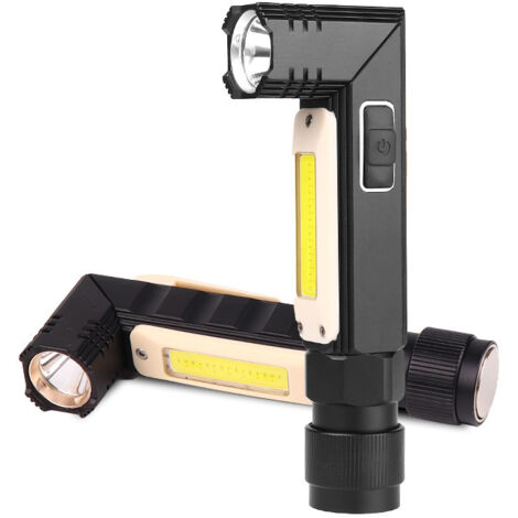 Nouvelle lampe torche multifonctionnelle pliable à 90° XPG+COB, lumière rouge et blanche. Rechargeable par USB.