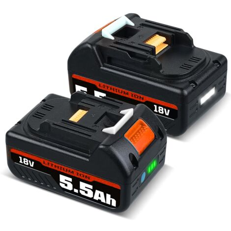 Nouvelle mise à niveau 5.5Ah 18V Li-Ion BL1850B batterie de rechange pour Makita batterie BL1860B BL1840B BL1830B BL1820B BL1815N batterie d'outil avec indicateur de charge (2 pièces)