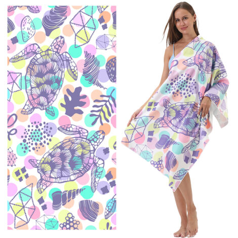 Nouvelle serviette de plage en microfibre, serviette de plage/baignoire absorbante à motif tortue marine imprimable