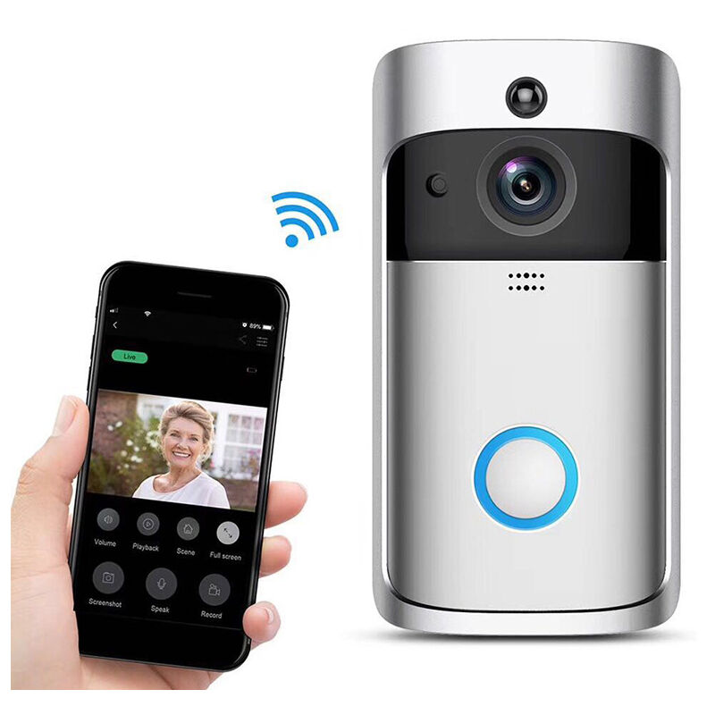Nouvelle sonnette vidéo sans fil Ring (sonnette vidéo à batterie) avec vidéo hd de milieu de gamme Installation facile (5 minutes)