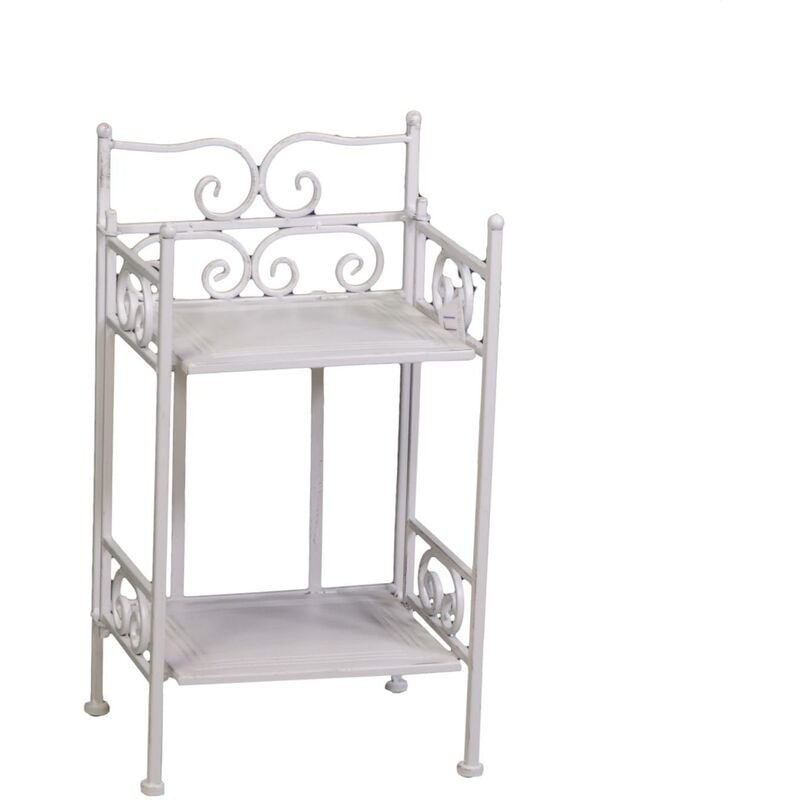 Nouvelle étagère métallique étroite jessica 2 étages brosse blanche cm25x23h48
