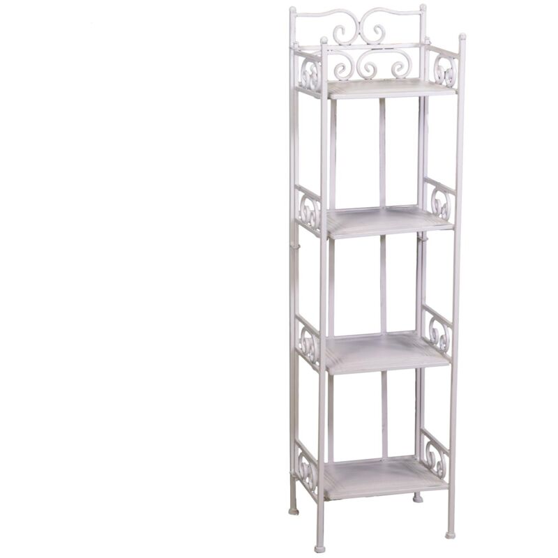 Nouvelle étagère métallique étroite jessica 4 étagères brosse blanche cm27x23h104
