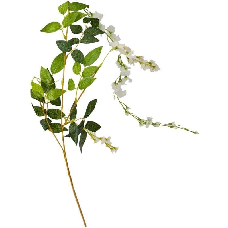 Tlily - Nouvelle vigne multipliee de fleurs artificielles de longeur de 110cm Pouding Faux rotin d'arbre Decoration de plafond de mariage Blanc