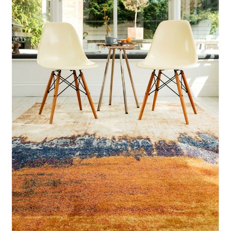 Nova Abstract NV04 Modern Rug for Living Room Bedroom Distressed Orange Rug in X-Large 200x290 cm (6'7"x9'6")