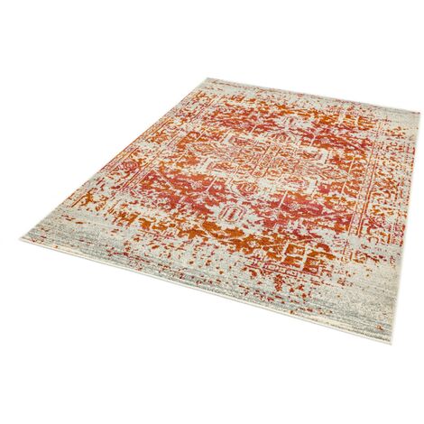 Nova Antique Traditional NV09 Modern Rug for Abstract Classic Living Room Bedroom Kitchen Orange Rug in X-Large 200x290 cm (6'7"x9'6")