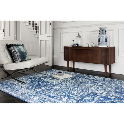 Nova Antique Traditional NV11 Modern Rug for Abstract Classic Living Room Bedroom Kitchen Blue Rug in X-Large 200x290 cm (6'7"x9'6")
