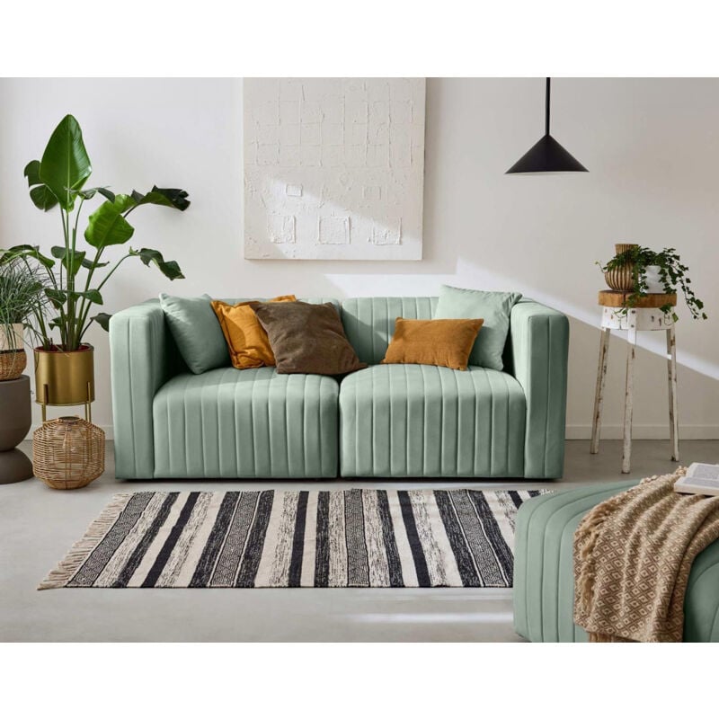 Lisa Design - Nova - canapé modulable 2 places - en velours - bleu