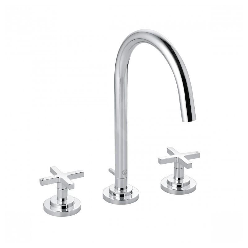 Kludi - Nova Fonte - Mitigeur de lavabo avec vidage et bec orientable, installation trois trous, chrome 201430520