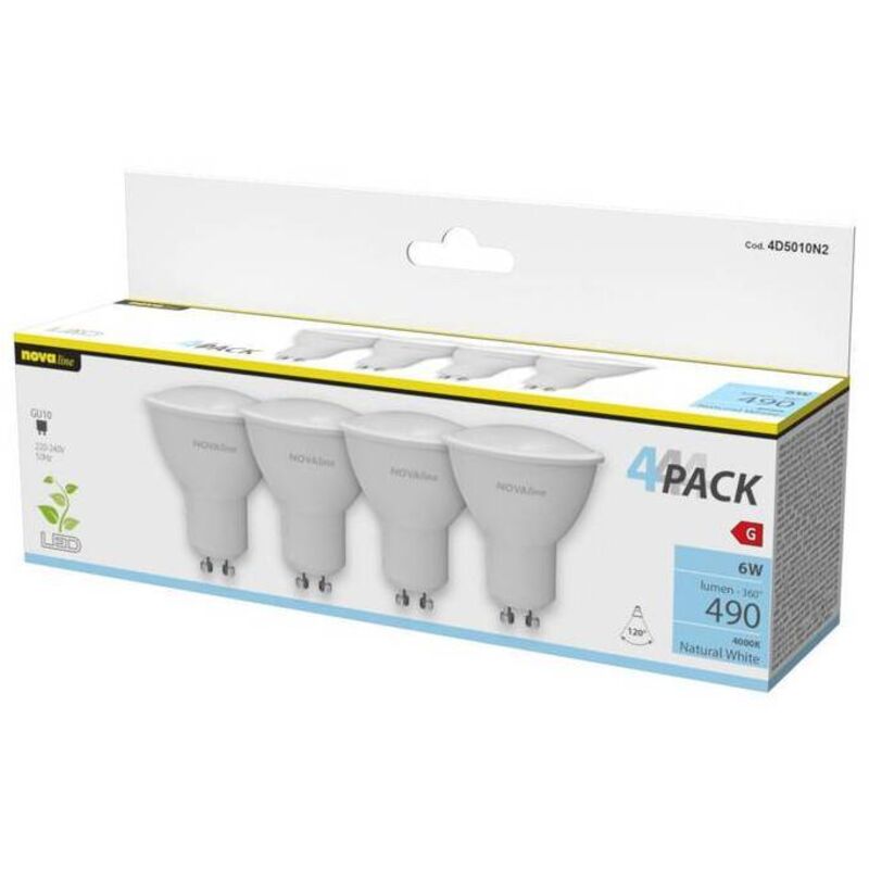 Nova Lampada Led Spot Gu10 6w 490lm 4000k Pz.4