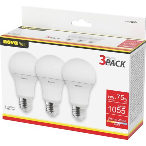 NOVA LAMPADINA LED GOCCIA CLASSIC E27 11W 3000K  3 PZ