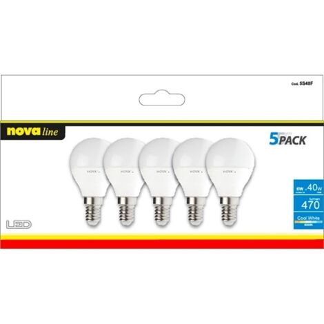 NOVA LAMPADINA LED SFERETTA E14 6W 4000K PZ.5