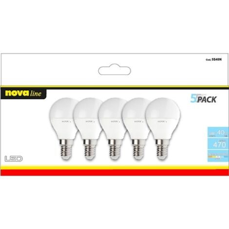 NOVA LAMPADINA LED SFERETTA E14 6W 6500K PZ.5