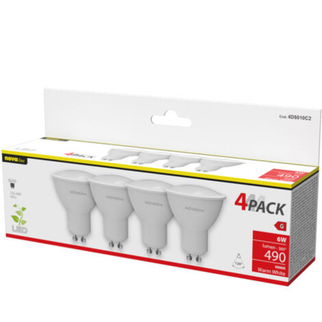 NOVA LAMPADINA LED SPOT GU10 6W 490LM 3000K PZ.4