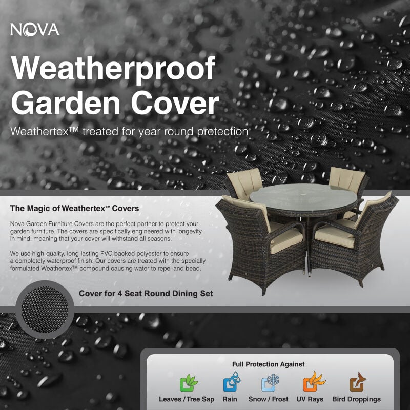 Nova Large 4 Seat Round Dining Set Outdoor Garden Furniture Waterproof Cover