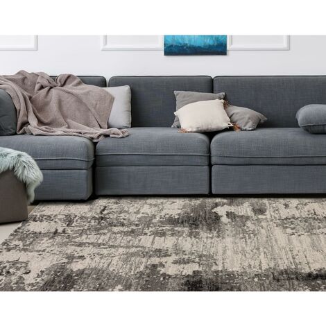 Nova Mirage NV37 Abstract Rug for Modern Living Room, Bedroom, Luxury Lounge, Kitchen, Dining Room Soft Charcoal Rug in X-Large 200x290 cm (6'7"x9'6")