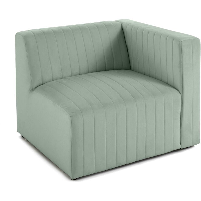 Lisa Design - Nova - module d'assise droit - en velours - bleu