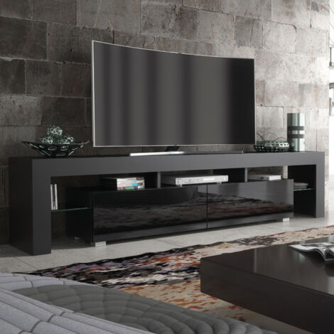 Nova TV Unit - Black with Gloss Doors - 200cm