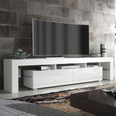 Nova TV Unit - White with Gloss Doors - 200cm