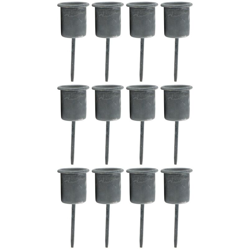 12x Novaliv Standkerzenhalter Stabkerzenhalter Grau
