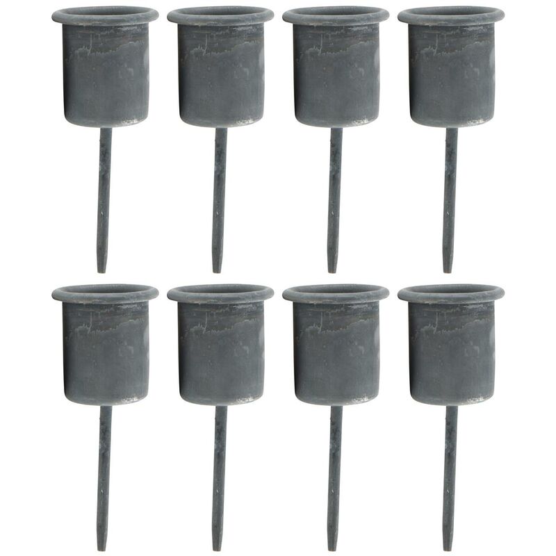 8x Novaliv Standkerzenhalter Stabkerzenhalter Grau