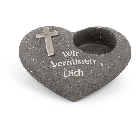 Novaliv Dekoobjekt 20279-1x Grabschmuck Herz Anthrazit
