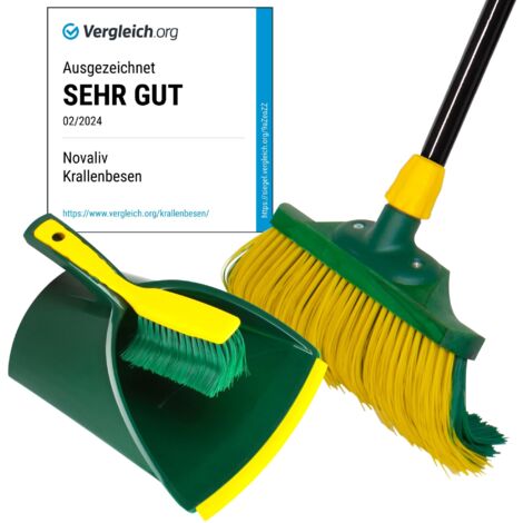 Novaliv Kehrgarnituren  Besenkopf mit Stiel und Handfeger mit Kehrschaufel