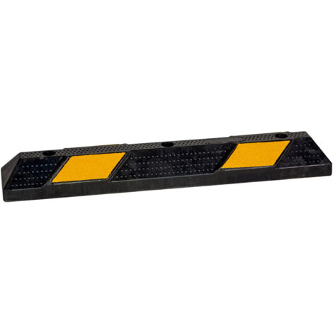 Novap – Butée de parking caoutchouc avec bandes rétroréfléchissantes – Dimensions 900 x 150 x 100 mm – Fixations renforcées – 6101345