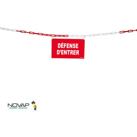 Novap – Kit de délimitation chaîne 5m en polyéthylène haute densité – Panneau défense d'entrer 330x200mm – 1365001
