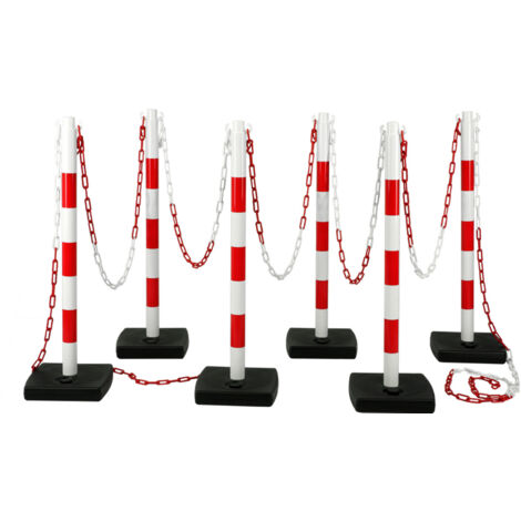 Novap – Kit de 6 poteaux PVC rouge et blanc – Pour balisage intérieur et extérieur – Sécurise les biens et personnes – 2000901