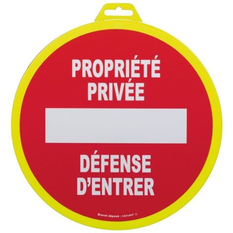 Novap – Panneau de signalisation propriété privée 30 cm – Contour jaune fluo pour haute visibilité – Résistant aux intempéries – Installation facile