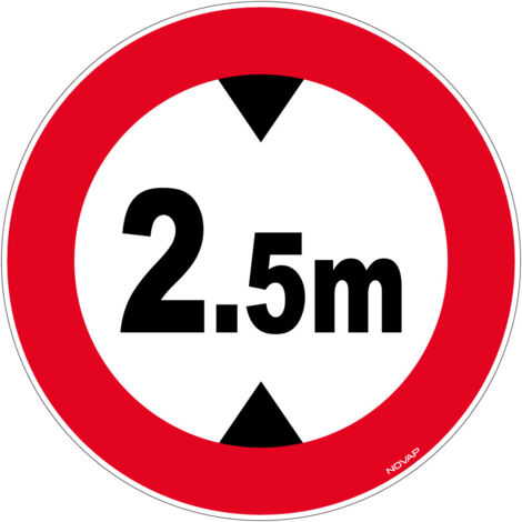 Novap – Panneau de signalisation rigide hauteur limitée 2,5m – Ø450mm – Résistant aux chocs – Trous de fixation – 4080291