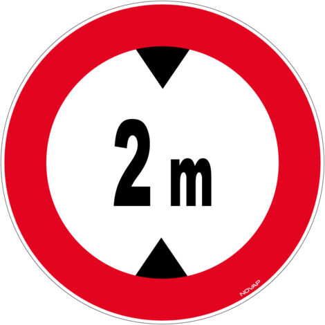 Novap – Panneau de signalisation rigide hauteur limitée 2m – Ø450mm – Polystyrène choc – Résistant aux chocs – 4080420