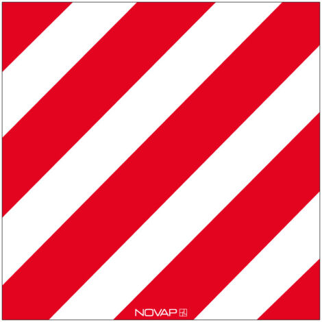 Novap – Panneau de signalisation sans œillet 480x480mm – Hachuré rouge/blanc – Résistant aux intempéries – 3341027